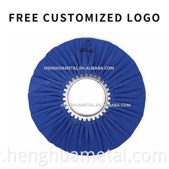 Henghua 2022 مجاني مخصص شعار الألومنيوم عجلة القماش الزرقاء تلميع العجلات لتلميع المرآة